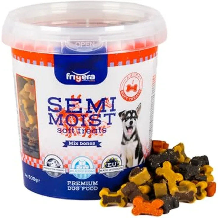 friGERA Semi-Moist Soft Treats Mix Bones 500g - Weiche Hundeleckerlis für Training & Belohnung, Hergestellt in Belgien