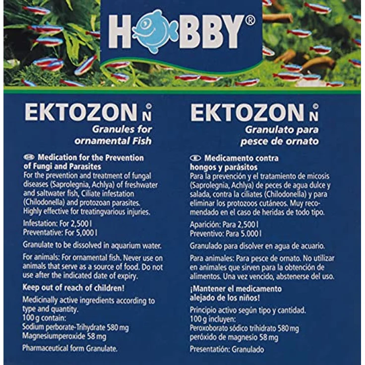 Hobby 51393 Ektozon, Arzneimittel zur Wasseraufbereitung, 500 g gegen Pilzkrankheiten bei Süß- und Seewasserfischen – Bild 3