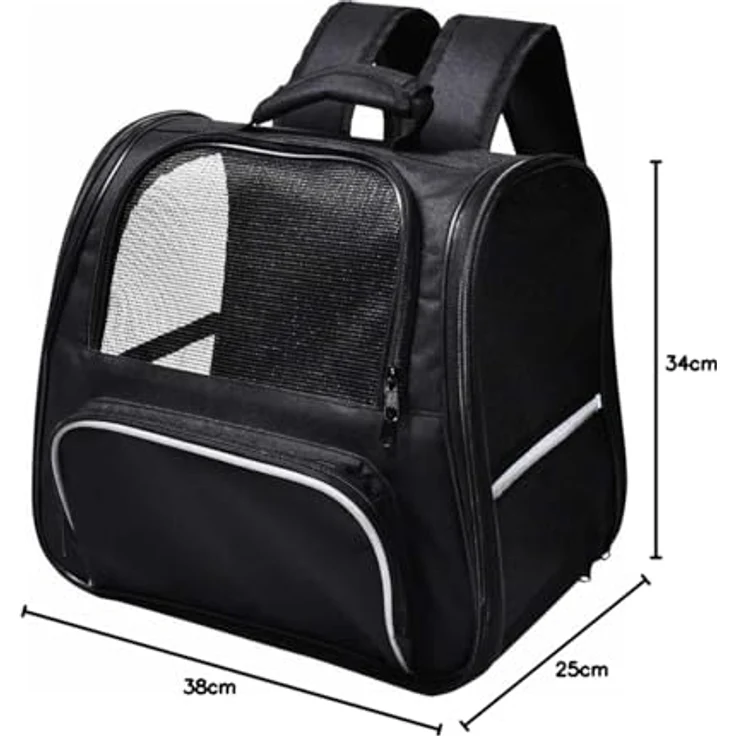 Nobby Rucksack Heba, strapazierfähige Transportbox für Hunde bis 6 kg, schwarz, mit Utensilienfach und herausnehmbarem Boden – Bild 3