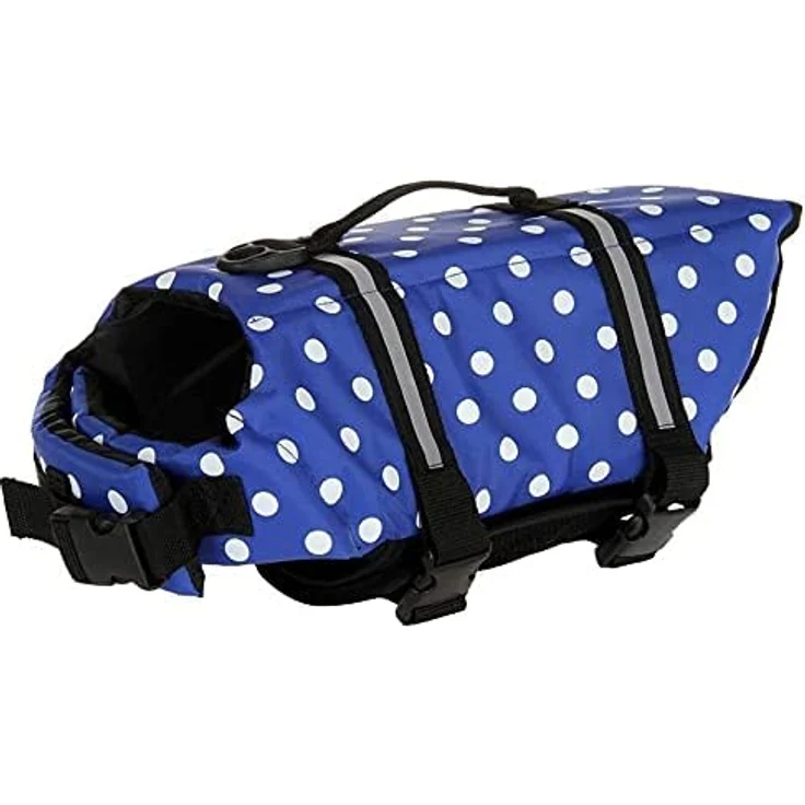 Izefia Hund Schwimmweste Sicherheitsmantel für kleine Hunde, Blau mit Punktmuster, XXS, atmungsaktives Material, verstellbare Träger, D-Ring für Leine – Bild 2