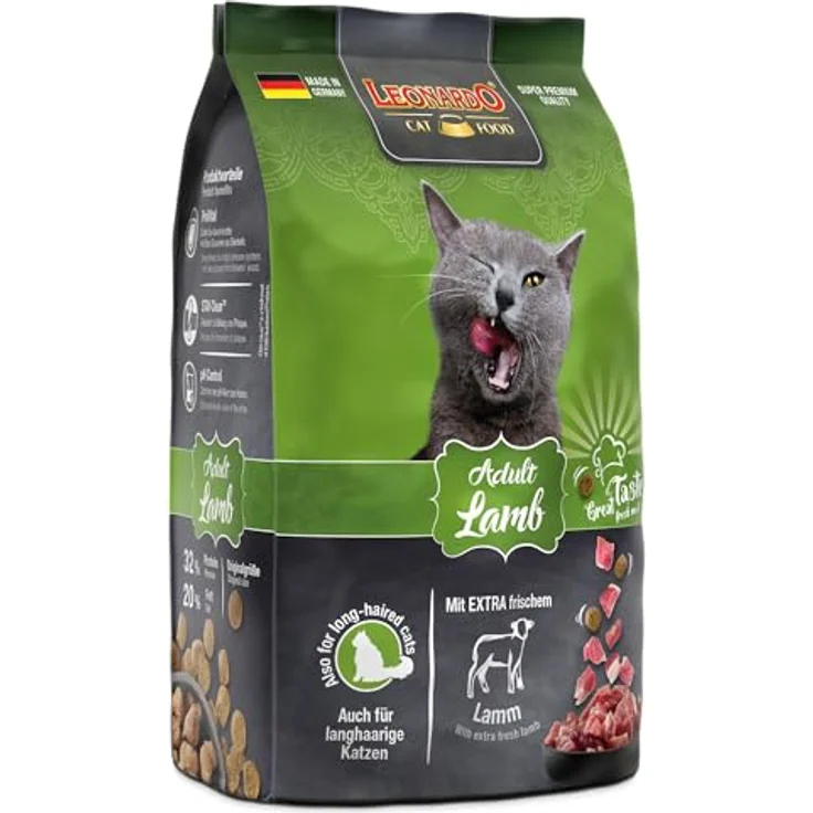 Leonardo Adult Lamb, Trockenfutter für ausgewachsene Katzen, Doppelpack 2 x 300 g, zur Unterstützung der Abwehrkräfte, Optimierung des pH-Werts des Harns – Bild 4
