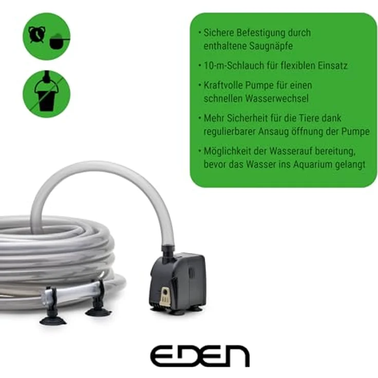 Eden WaterParadise Aquarienpumpe EDEN CDA 600, Wasserwechselsystem mit 10-m-Schlauch und regulierbarer Ansaugöffnung – Bild 2