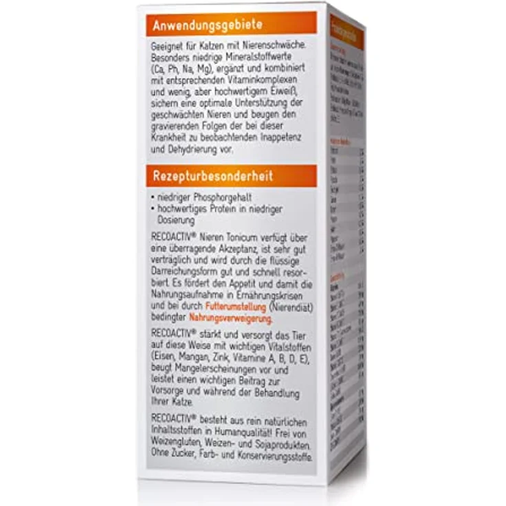 RECOACTIV Nieren Tonicum für Katzen, flüssiges Ergänzungsfuttermittel mit hochwertigem Protein, 90 ml, zur Unterstützung der Nierenfunktion und Appetitsteigerung – Bild 2