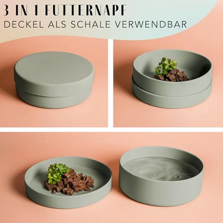 ne&no® Silikon Hundenapf 1200 ml mit Deckel, luftdicht und rutschfest für kleine und mittelgroße Hunde, eleganter Untersetzer inklusive – Bild 2