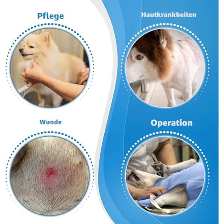 ICOYEA Halskrause für Hunde, Weicher und atmungsaktiver Schutzkragen für postoperative Wunden, Einstellbar in Größe 7, Blau – Bild 3