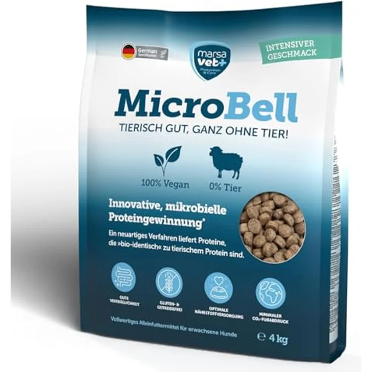 marsavet+ Hypoallergenes Trockenfutter MicroBell – 4 kg, Veganes Monoprotein-Hundefutter, Gluten- und getreidefrei, für Allergiker und empfindliche Hunde – Bild 1