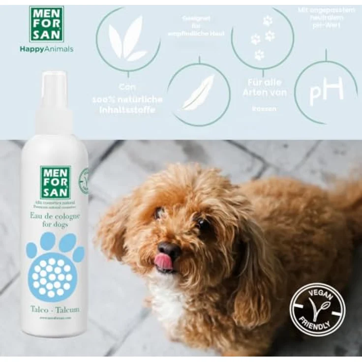 Menforsan Parfum pour animaux domestiques Talc en poudre, desodorierendes Hundepflegeprodukt mit fruchtigem Duft, 125 ml – Bild 4