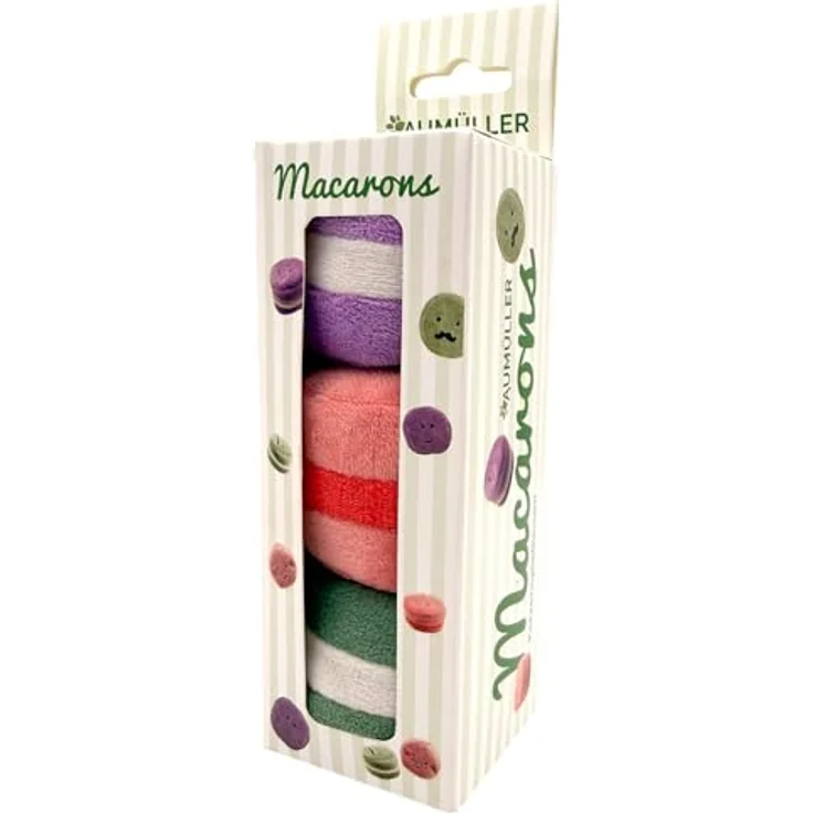 Aumüller Katzenspielzeug Macarons 3er Set, Plüsch mit Katzenminze und Silver Vine, bunt – Bild 1