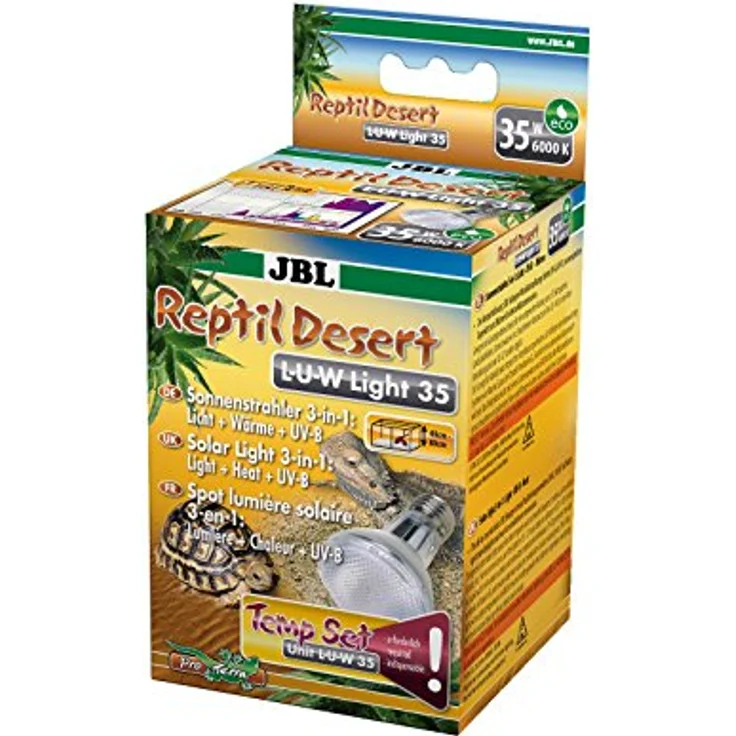 JBL Sonnenstrahler ReptilDesert L-U-W Light Alu 35W, Spot-Sonnenstrahler für Wüstenterrarien, weiß / transparent, 5000K Farbtemperatur – Bild 1