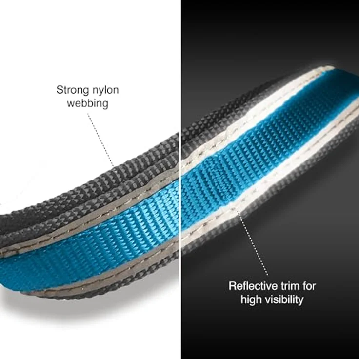 Kurgo Quantum Nylon Leine, 120-180 cm höhenverstellbar, blau, freihändiges Design für Hunde – Bild 2