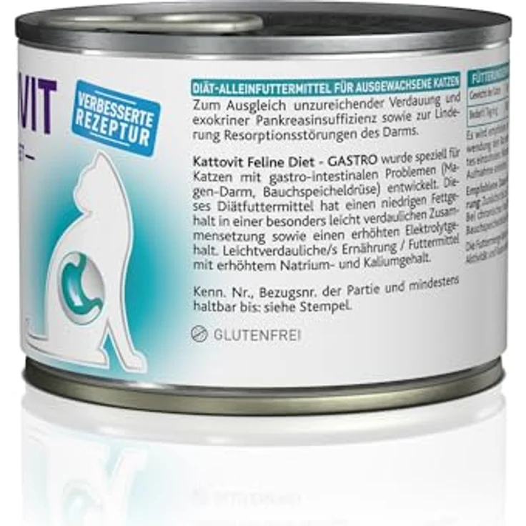 KATTOVIT Gastro Nassfutter für Katzen, Diät-Alleinfuttermittel zur Unterstützung des Magen-Darm-Systems, glutenfrei, 12 x 185 g P, mit Pute – Bild 4