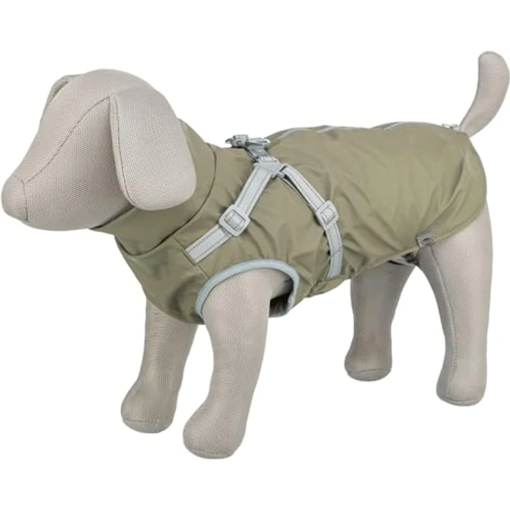 TRIXIE Geschirr-Mantel Pontis Rain, Hundebekleidung aus Polyurethan und Polyester mit reflektierenden Elementen, anpassbare Passform und durchgängiger Reißverschluss – Bild 3