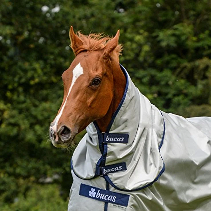 Bucas Power Turnout Combi Neck, Halsteil, wasserdicht und atmungsaktiv, Silber, Grösse L (Rückenlänge 145 cm) – Bild 3