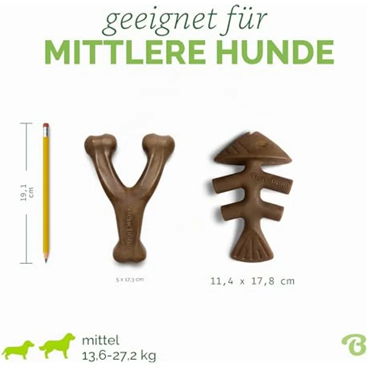 Benebone 2er Fishbone/Wishbone Kauspielzeug, Hundeknochen in M, 100% echter Speck, robust und leicht zu greifen – Bild 4