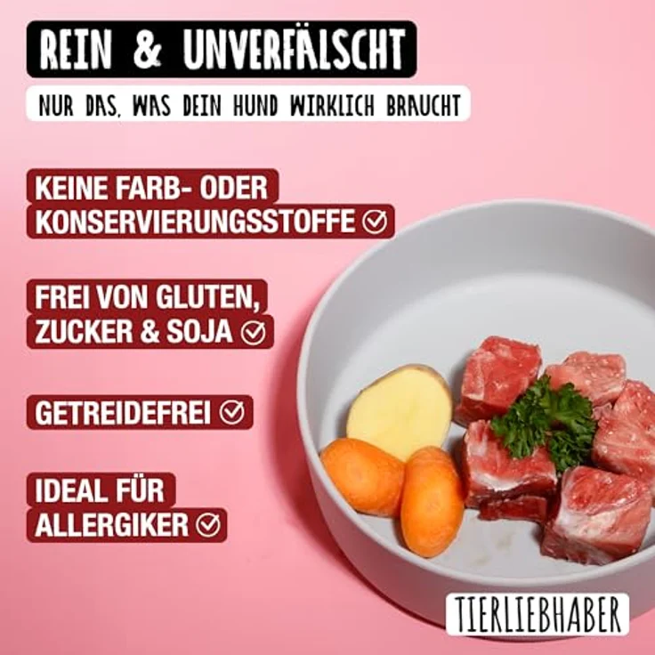 TIERLIEBHABER Hundefutter Nass 400g Rind mit Gemüse, 91% Fleischanteil, von Tierärzten entwickelt, glutenfrei und ohne Zusatzstoffe – Bild 4