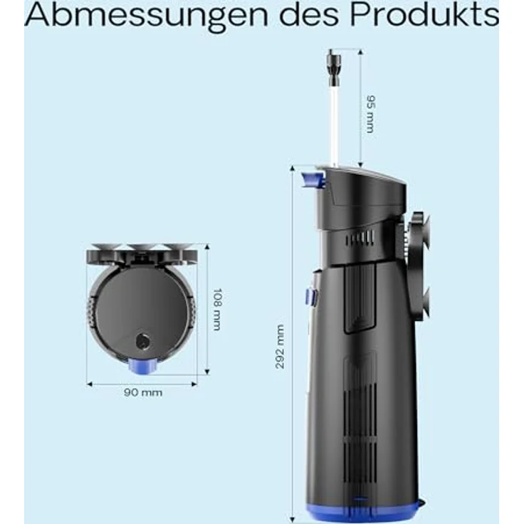 SunSun CUP-809 4in1 Aquarium Innenfilter mit Pumpe, UVC-Klärer, Sauerstoffschlauch und Filterschwamm, 700 l/h für Aquarien bis 750 L – Bild 3