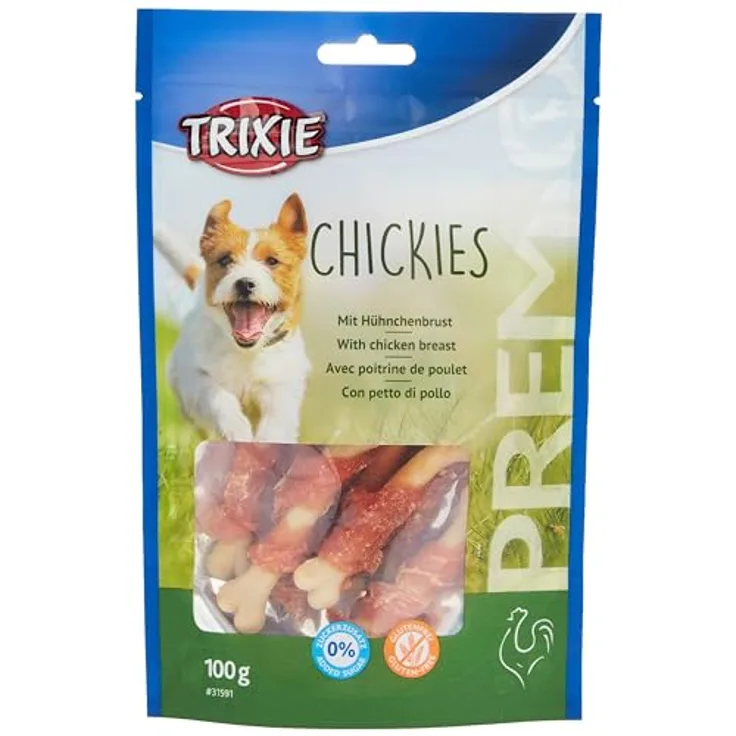 Trixie 31591 Premio Chickies, Hundesnacks mit 61 % Fleischanteil, wieder verschließbarer Beutel, 100 g