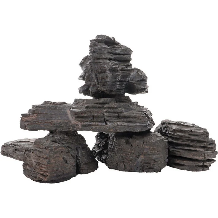 HOBBY Aquariendeko Grey Mountain 5, naturgetreue Polyresin-Dekoration mit Versteckmöglichkeiten für Aquarienbewohner, grau