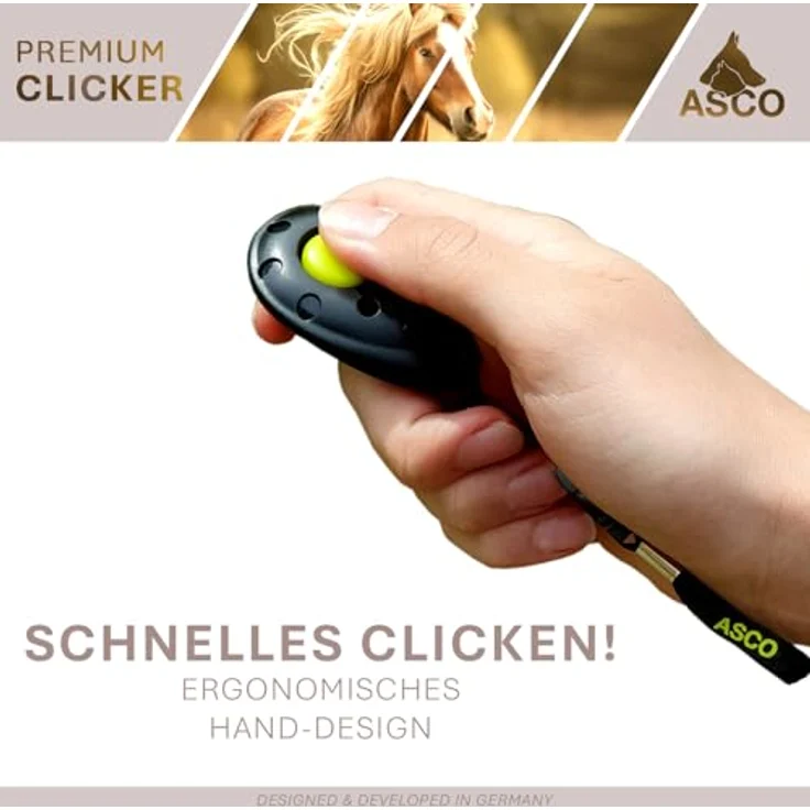 ASCO Finger Clicker AC05F, hochwertiger Clicker für Hunde, Katzen und Pferde, mit abnehmbarem Fingerring und Befestigungsband, Weiß – Bild 4