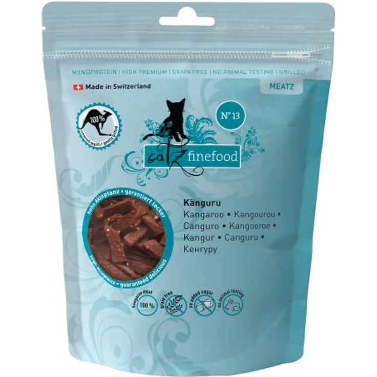 catz finefood Meatz Katzen Leckerlies Känguru N° 13, 100% Kängurufleisch, knusprige Streifen, getreidefrei, zuckerfrei, 45g