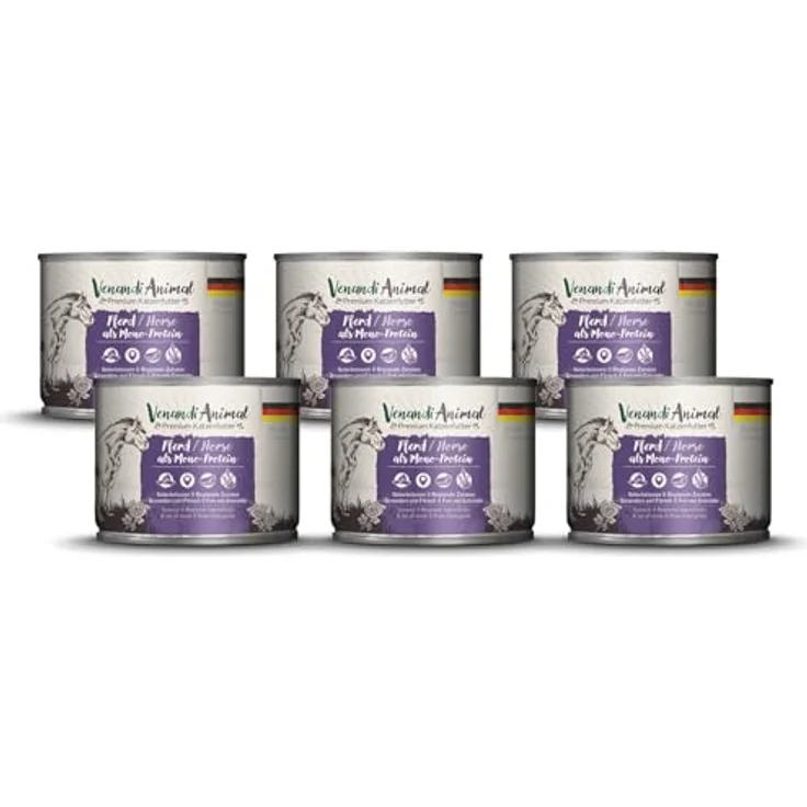 Venandi Animal Premium Katzenfutter Pferd, Monoprotein Nassfutter, getreidefrei, naturbelassen, 6er Pack (6 x 200g) – Bild 1