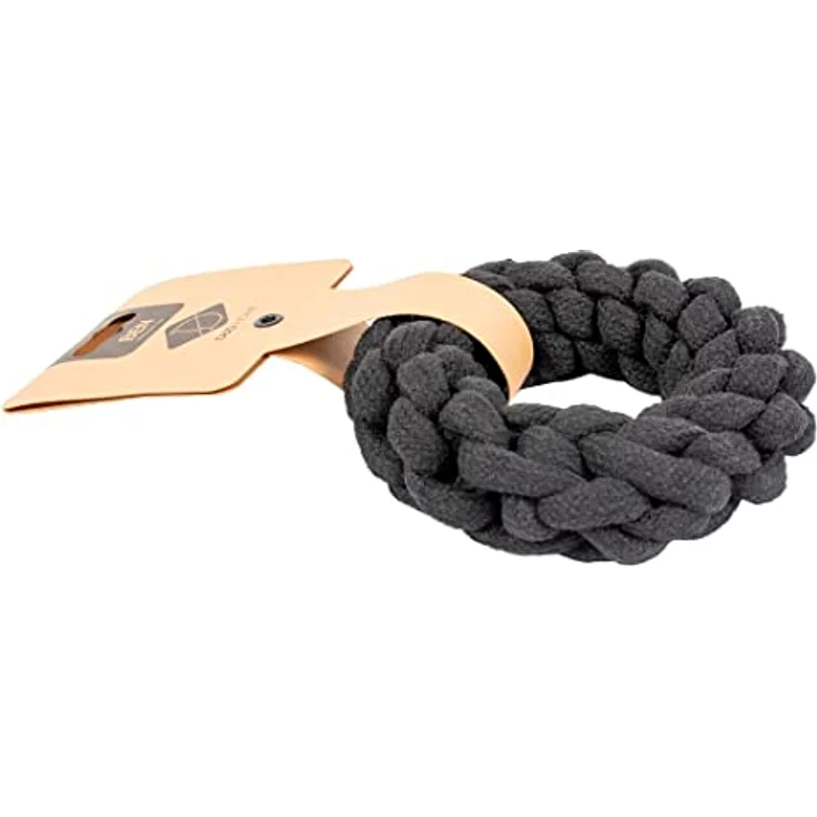D&D Home, Hundespielzeug Ben geflochtener Ring, 13 cm, Schwarz, natürliche und strapazierfähige Materialien, schöne Verarbeitung aus Leder, modische Farbe und Form, hält das Zahnen und das Zahnfleisch – Bild 2