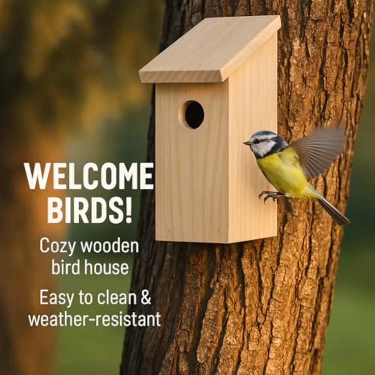 Flamingo Nistkasten Inclino, wetterfester Vogelhaus aus FSC-Holz, 14x13x20cm, schräge Bauform mit 10x6cm Eingang – Bild 5