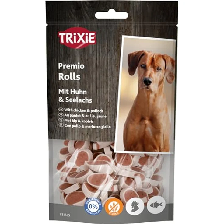 TRIXIE PREMIO Hunde-Chicken Rolls, glutenfreie Hundeleckerli ohne Getreide & Zucker, 75g - hochwertige Belohnung für Training & Zuhause, 100% natürlich – Bild 1