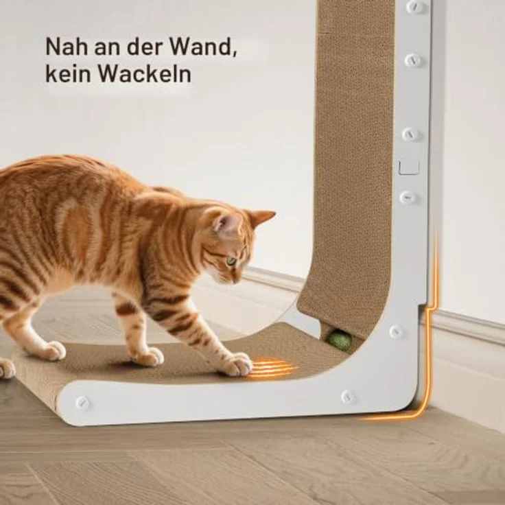 Gimars L-förmiges Kratzbrett für Katzen, 47 cm mit Minzball, vertikale Kratzpappe, langlebig und schützend für Möbel, groß – Bild 5