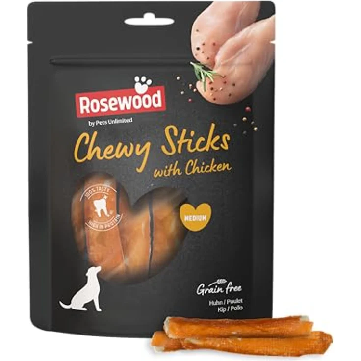 Rosewood Chewy Sticks Huhn Medium, Kaustangen mit Hühnerfleisch und Rinderhaut, ohne Getreide, unterstützt die Zahnpflege, 6er Pack (6x100 g) – Bild 2