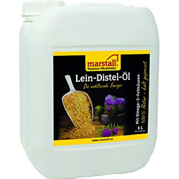 marstall Premium-Pferdefutter Lein-Distel-Öl, hochwertiges Futteröl für Pferde, 5 Kilogramm, rot
