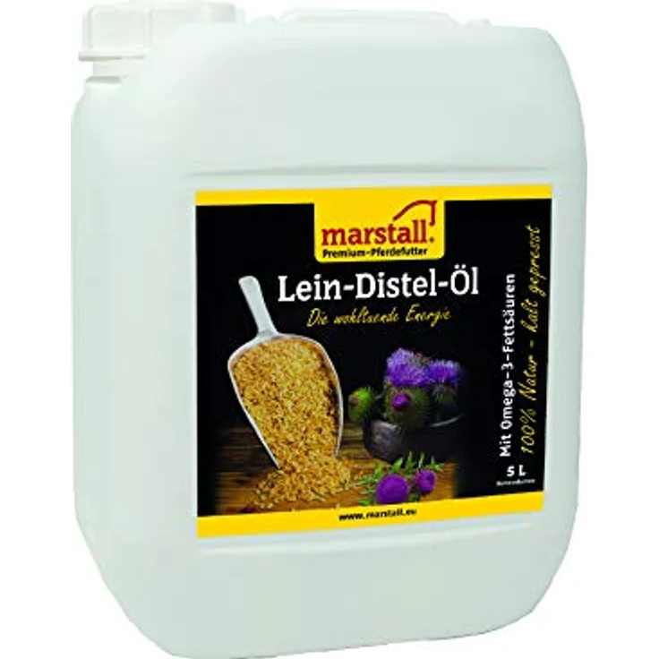 marstall Premium-Pferdefutter Lein-Distel-Öl, hochwertiges Futteröl für Pferde, 5 Kilogramm, rot