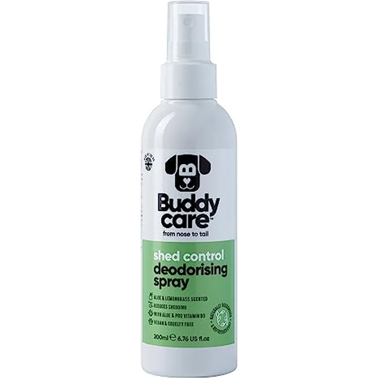 Buddycare Desodorierungsspray für Hunde, Aloe Vera und Zitronengras, pH-neutrale Formel mit Pro-Vitamin B5, 200 ml