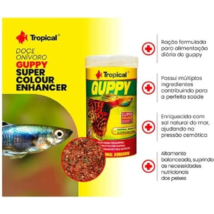 Tropical Guppy Flockenfutter für Guppies und Lebendgebärer, 100ml, mit farbverstärkenden Inhaltsstoffen und verbessertem Immunsystem – Bild 2