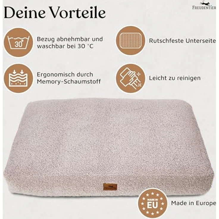 Freudentier orthopädisches Hundekissen Teddy L, Memory-Foam, Oeko-Tex zertifiziert, produziert in Europa – Bild 5