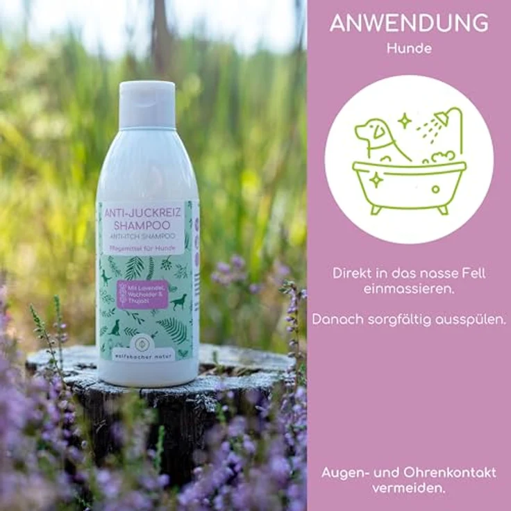 Wolfsbacher Anti-Juckreiz Shampoo für Hunde, Sensitiv Hundeshampoo mit Zedernöl & Lavendel, 200ml – Natürliche Hilfe bei Juckreiz, Milben & trockener Haut – Bild 4