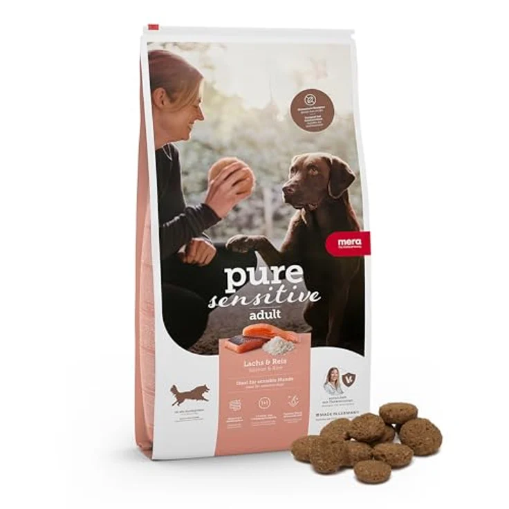 MERA Pure Sensitive Lachs & Reis, Trockenfutter für sensible Hunde, ohne Weizen und Zucker, 12,5 kg – Bild 1