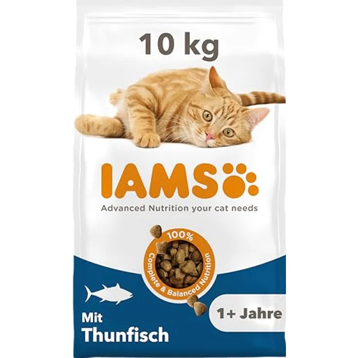 IAMS Katzenfutter trocken mit Thunfisch, ausgewogenes Trockenfutter für Katzen 1-6 Jahre, 10 kg, 88% tierische Proteine, weizenfrei, mit Omega-3- & Omega-6-Fettsäuren – Bild 1