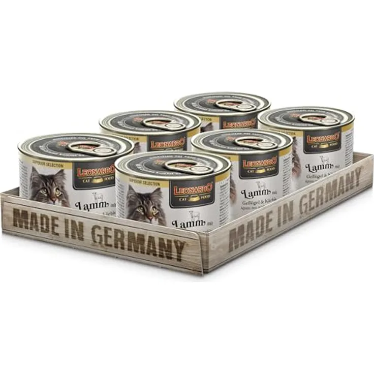 LEONARDO Katzen Nassfutter Superior Selection, Lamm mit Geflügel & Kürbis, getreidefrei, ohne Zucker, 6x200g Dose, Made in Germany
