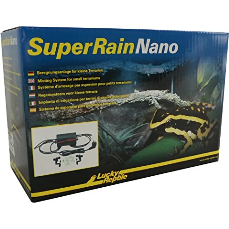 Lucky Reptile Super Rain Nano, Beregnungsanlage für kleine Terrarien mit leiser Pumpe und 4 Düsen, inkl. Montagematerial