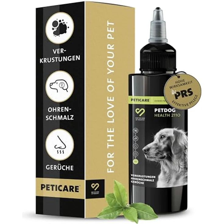 Peticare Ohrenreiniger für Hunde, PRS® System zur schonenden Ohrenpflege, löst Schmutz & Verkrustungen, entfernt Gerüche, 2110 – Bild 1