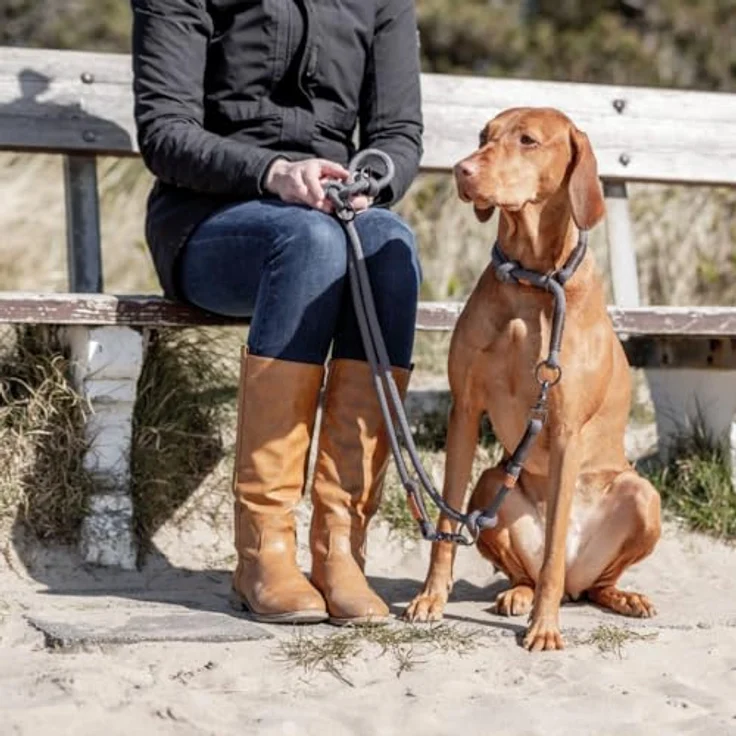 TRIXIE BE NORDIC Hundeleine Verlängerungsleine aus geknotetem Tau, 3-fach verstellbar, dunkelgrau (mit braun), 2 m Länge, verschiedene Breiten – Bild 3