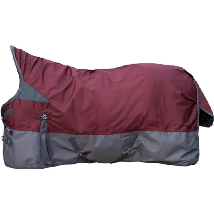 HKM Yukon Highneckdecke 600D, 200g Wattefüllung, elastischer Halsbereich, dunkelrot/grau, 165 cm