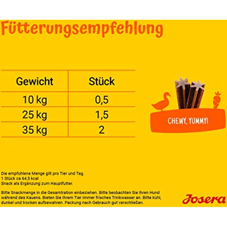 JOSERA Denties Duck & Carrot, Premium Kaustangen für ausgewachsene Hunde, zuckerfrei & getreidefrei, 13 x 7 Stück (91 Sticks) zur Zahnpflege mit Ente & Karotte – Bild 5