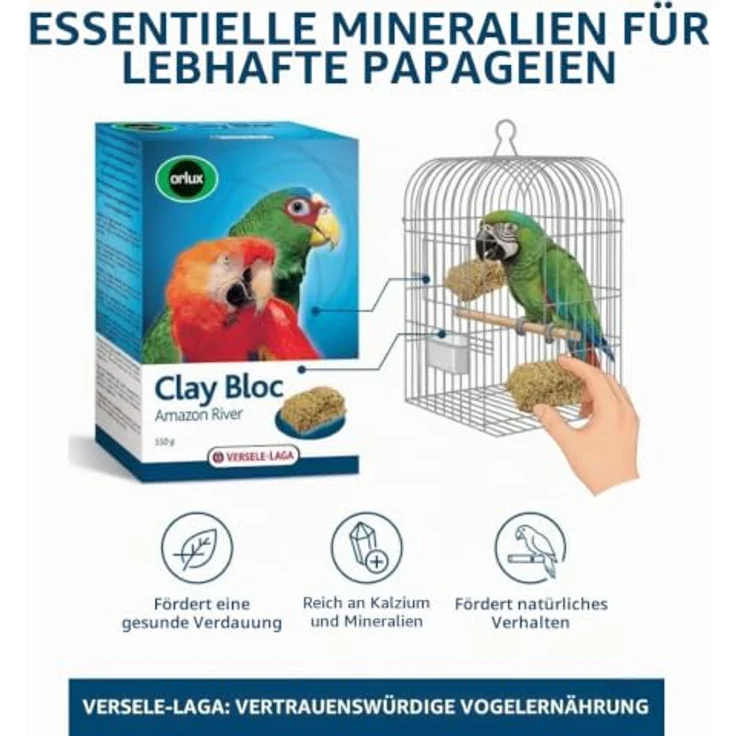 Versele Laga Orlux Clay Bloc Amazon River, 550g Mineralstoffe für Vögel – Bild 4