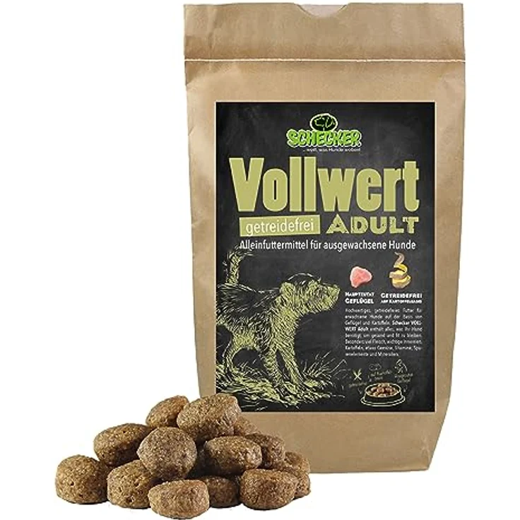 Schecker Trockenfutter VOLLWERT Adult, 100% getreidefrei, für empfindliche Hunde, Geflügel als Proteinquelle, 6 kg – Bild 4