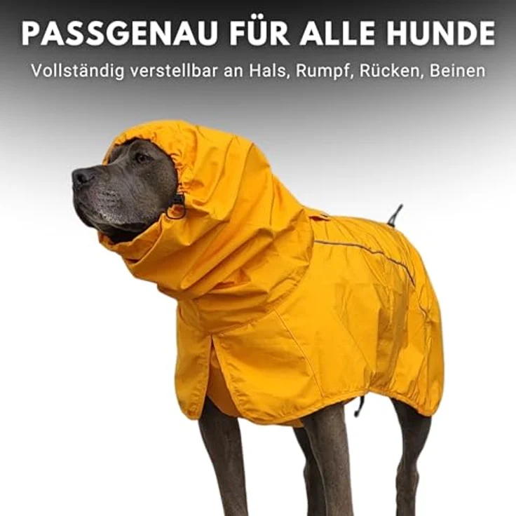 Spark Paws Hunderegenmantel, wasserdicht und winddicht mit vollständigem Körperschutz, atmungsaktiv, reflektierend, Mustard Yellow, Größe S – Bild 5