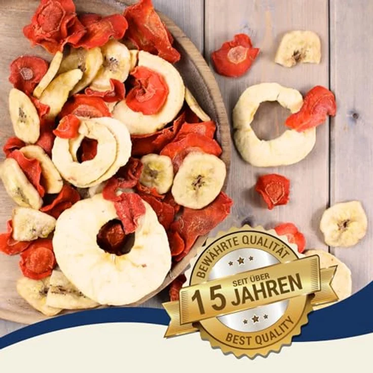 Lyra Pet® Obst-Gemüse-Mix getrocknet 1 kg | Bananen, Äpfel & Karotten | Reich an Vitaminen & Ballaststoffen für Vögel, Nager, Pferde & Reptilien | Natürliches Ergänzungsfutter – Bild 3