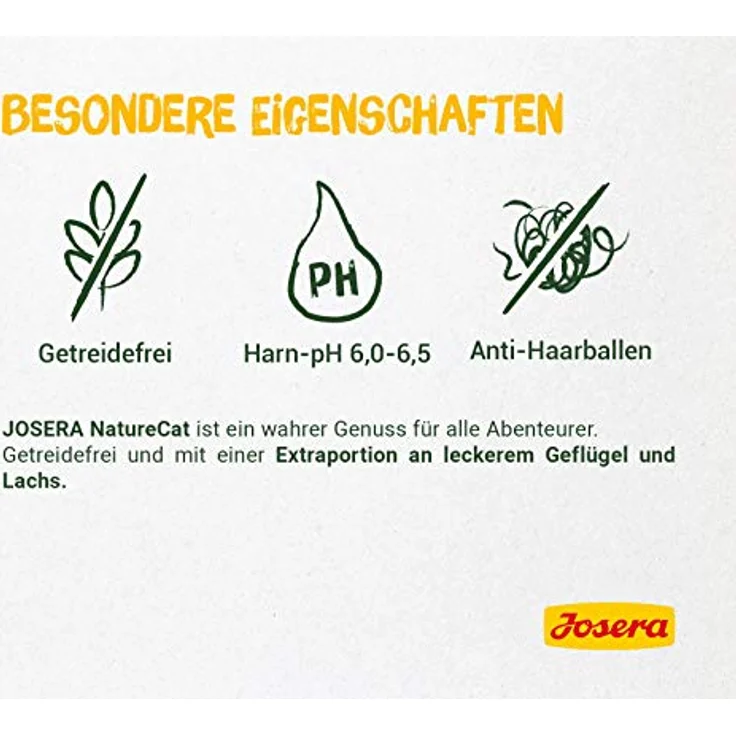 JOSERA NatureCat Adult, Premium Trockenfutter für ausgewachsene Katzen, Lachs & Geflügel, getreidefrei, 400 g – Bild 2
