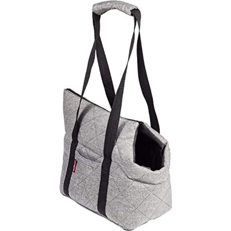 BOUTIQUE ZOO Hundetasche, Welpentasche Grau (Gesteppt), XS bis 3 kg, mit Sicherheitshalsband und abnehmbarer Holzeinlage – Bild 1